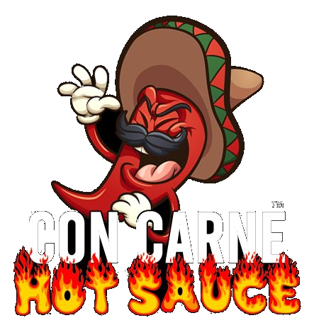 Con Carne Hot Sauce - chilli character mascot in a sombrero